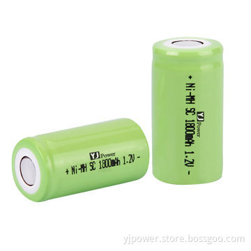Rechargeable 1.2V SC NiMH Batteries with 1,800mAh Capacity, Sized 23 x 34mm